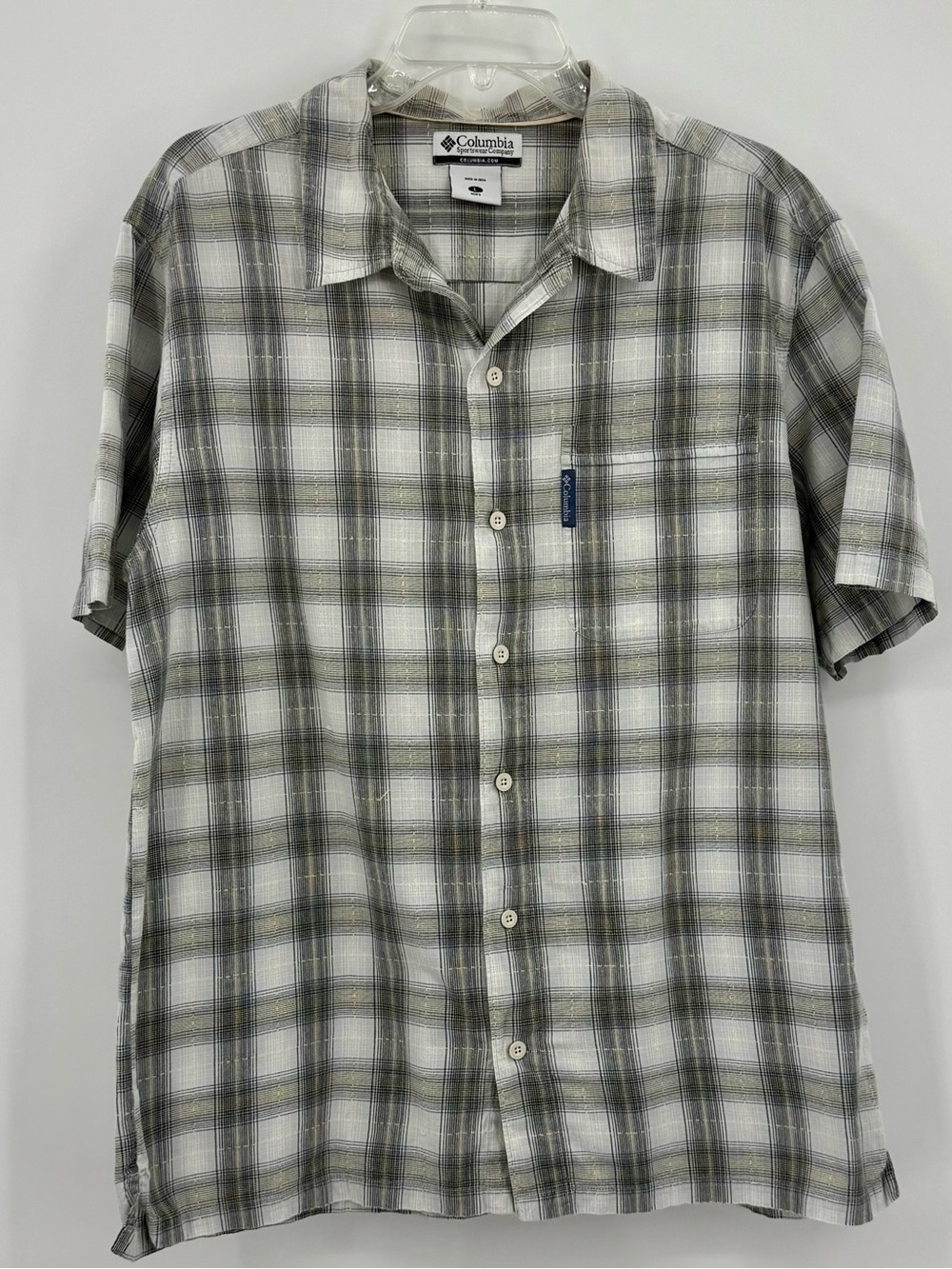 * Columbia Short Sleeve Plaid Button-Down Shirt